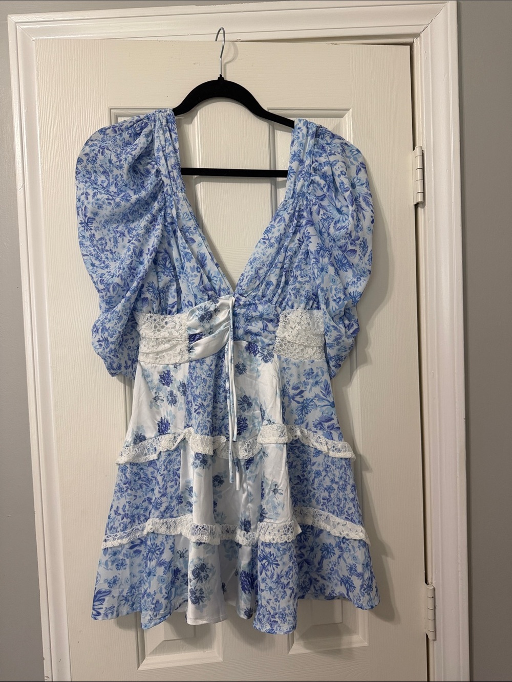 Sunday Blue and White Floral Mini Dress